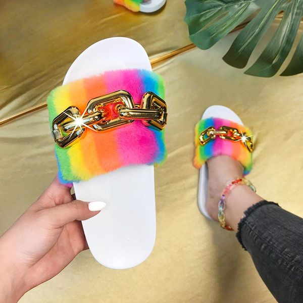slippers summer style color plush fashion metal chain flat sandals open toe outdoor leisure plus size, Black
slippers summer style color plush fashion metal chain flat sandals open toe outdoor leisure plus size, Black
