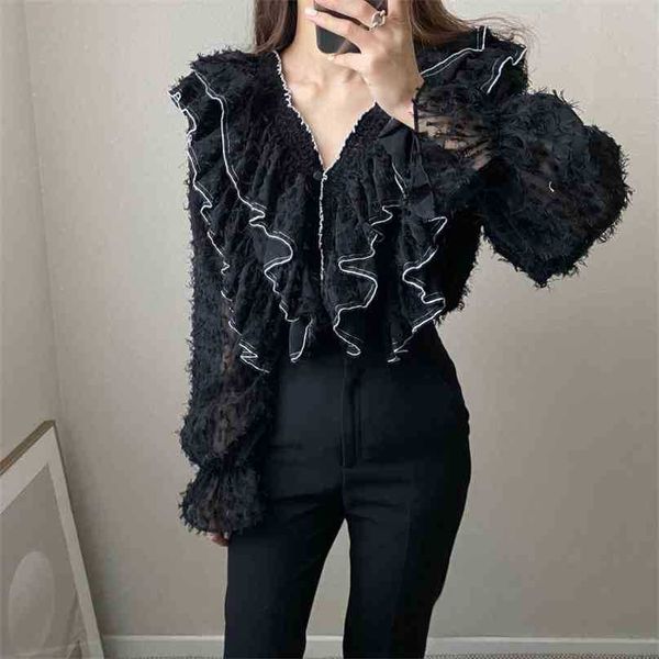 streetwear ruffles v-neck tassel shirts chic elegance all match women ol brief female 210525, White
streetwear ruffles v-neck tassel shirts chic elegance all match women ol brief female 210525, White