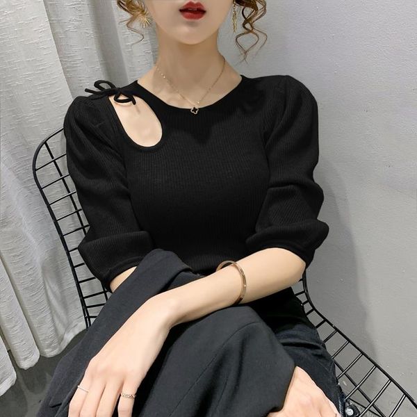 women's t-shirt women fashionshort sleeve puff basic knitting sweater spring summer solid casual slim-fitkorean vintage jumper, White
women's t-shirt women fashionshort sleeve puff basic knitting sweater spring summer solid casual slim-fitkorean vintage jumper, White