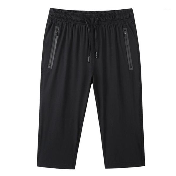 men's shorts long summer breeches fertilizer straight mouth cropped trousers warp knitted silk mesh air conditioning, White;black
men's shorts long summer breeches fertilizer straight mouth cropped trousers warp knitted silk mesh air conditioning, White;black