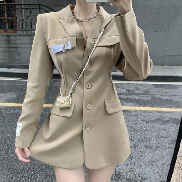 women's suits & blazers commuter black suit jacket blazer feminino autumn 2021 fashion waist mid-length slim heavy industry khaki tempe, White;black
women's suits & blazers commuter black suit jacket blazer feminino autumn 2021 fashion waist mid-length slim heavy industry khaki tempe, White;black