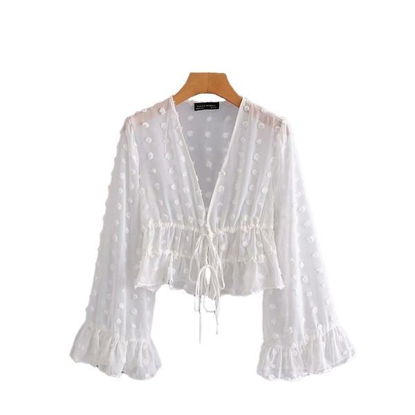 women deep v neck white lace fashion shirt female long sleeve chic polka dot solid color mesh blouses 210531
women deep v neck white lace fashion shirt female long sleeve chic polka dot solid color mesh blouses 210531