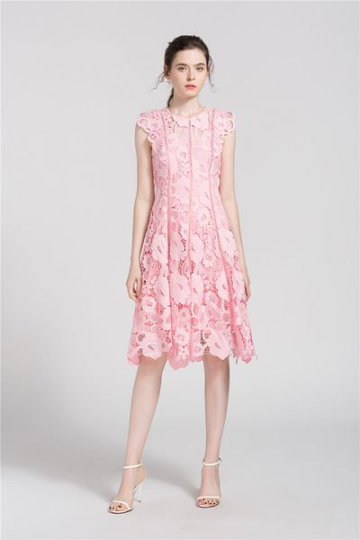 women summer sleeveless party es fashion lace pink / hollow designer runway avove knee chic, White;black
women summer sleeveless party es fashion lace pink / hollow designer runway avove knee chic, White;black