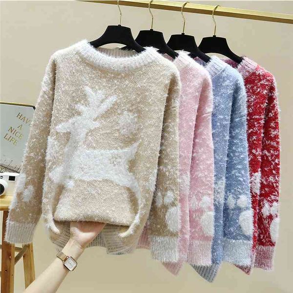 banulin christmas sweater women deer warm loose long sleeve jumper winter autumn knitted pullovers 210603, White;black
banulin christmas sweater women deer warm loose long sleeve jumper winter autumn knitted pullovers 210603, White;black