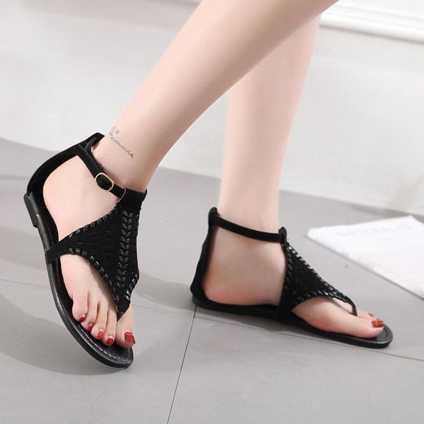 vintage women sandals summer ladies fashion casual breathable hollow woven buckle strap flat slippers plus size mujer, Black
vintage women sandals summer ladies fashion casual breathable hollow woven buckle strap flat slippers plus size mujer, Black