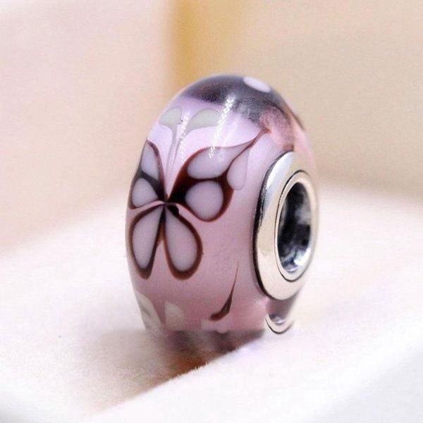 925 sterling silver threaded pink butterfly kisses murano glass beads fit european jewelry charm bracelets & necklace, Crystal
925 sterling silver threaded pink butterfly kisses murano glass beads fit european jewelry charm bracelets & necklace, Crystal
