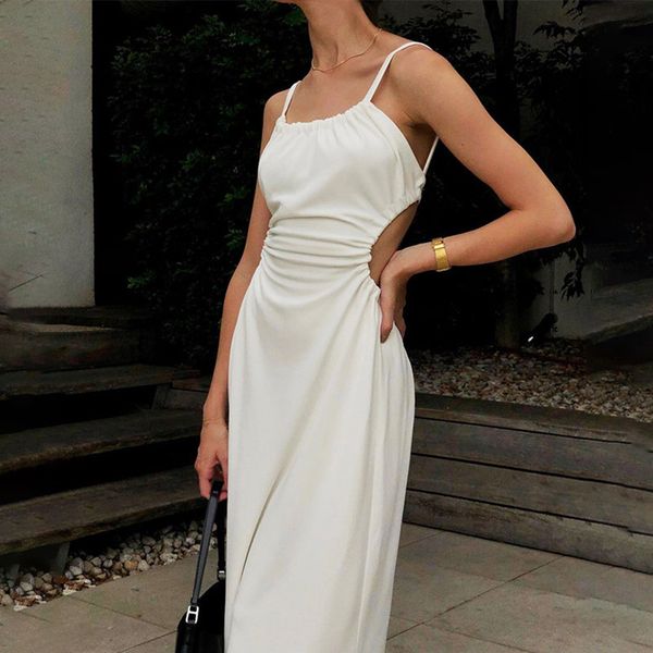 white midi backless dress women hollow out summer bandage beach spaghetti strap black casual dresses 210514, Black;gray
white midi backless dress women hollow out summer bandage beach spaghetti strap black casual dresses 210514, Black;gray