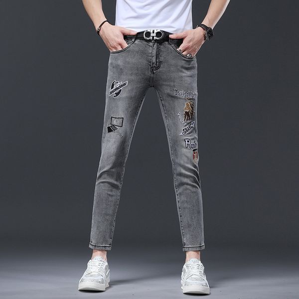 mens jeans capris slim fit small foot stretch trendy brand letter embroidery summer grey men, Blue
mens jeans capris slim fit small foot stretch trendy brand letter embroidery summer grey men, Blue