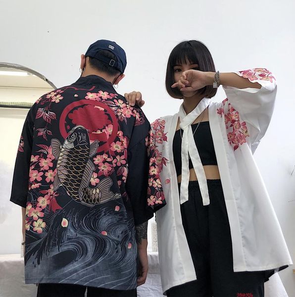 women's jackets japan style ulzzang fashion couple clothing autumn harajuku flower fish print thin oversize universal coats, Black;brown
women's jackets japan style ulzzang fashion couple clothing autumn harajuku flower fish print thin oversize universal coats, Black;brown