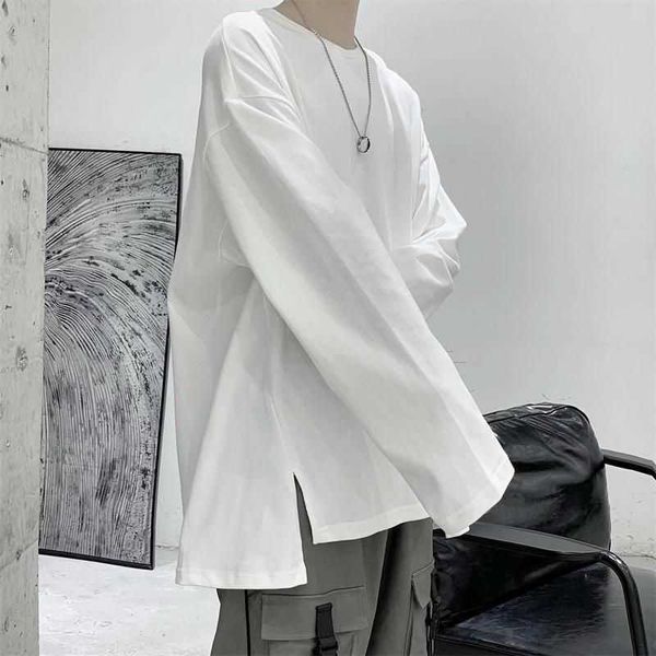 men's long sleeved white t-shirt, early autumn style, korean loose, simple, irregular lapel, beautiful street clothes, Black
men's long sleeved white t-shirt, early autumn style, korean loose, simple, irregular lapel, beautiful street clothes, Black