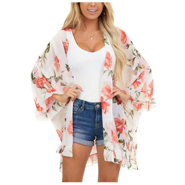 women swimwear cover-ups chiffon printing bikini smock casual loose ruched cardigan cape swimsuit beach dress tunic women's, White;black
women swimwear cover-ups chiffon printing bikini smock casual loose ruched cardigan cape swimsuit beach dress tunic women's, White;black