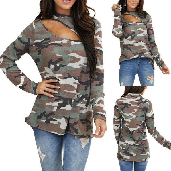 women's t-shirt women oversized hollowing out camouflage printing long sleeves shirts female fashiom tee lady harajuku, White 
women's t-shirt women oversized hollowing out camouflage printing long sleeves shirts female fashiom tee lady harajuku, White