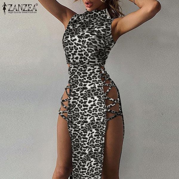 women's blouses & shirts zanzea summer leopard print blouse women high split hem long casual club party blusas tunic sleeveless sl, White
women's blouses & shirts zanzea summer leopard print blouse women high split hem long casual club party blusas tunic sleeveless sl, White