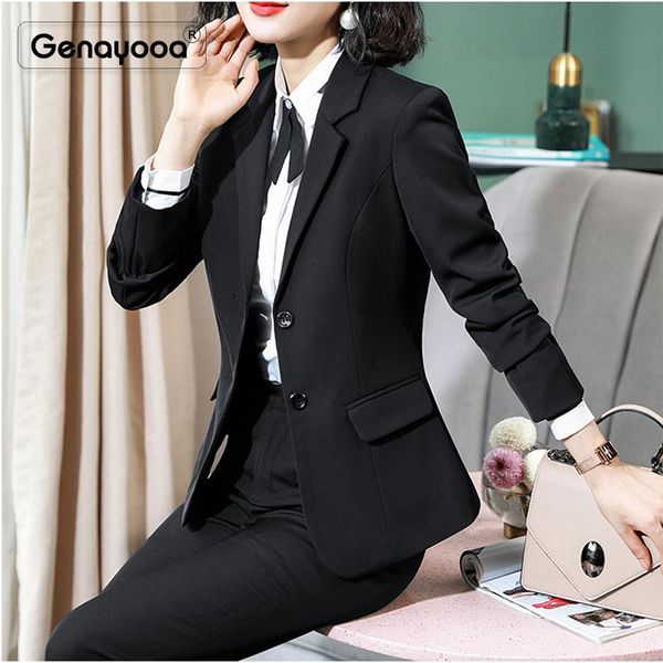 women's suits & blazers genayooa elegant women 2 piece blazer set office ladies solid womens formal pantsuits slim plus size with pants, White;black
women's suits & blazers genayooa elegant women 2 piece blazer set office ladies solid womens formal pantsuits slim plus size with pants, White;black