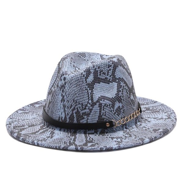fedora hats for women flat wide brim wool felt jazz iron chain belt serpentine men panama wedding vintage hat, Blue;gray
fedora hats for women flat wide brim wool felt jazz iron chain belt serpentine men panama wedding vintage hat, Blue;gray