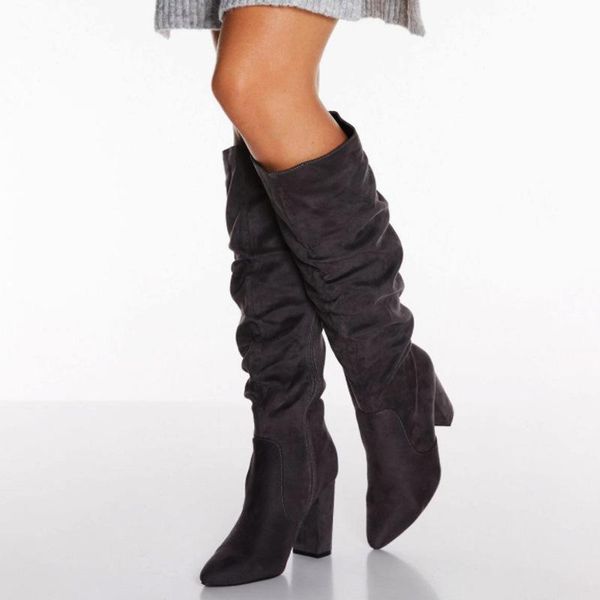 boots women's thick fashion pointed high long, Black
boots women's thick fashion pointed high long, Black