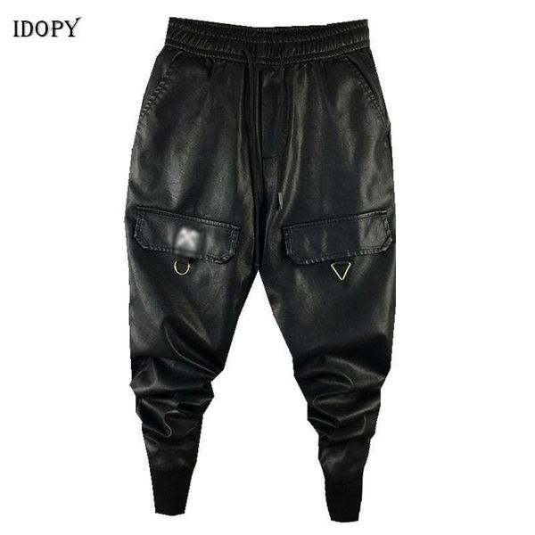 men's pants idopy men`s faux leather harem drawstring elastic waist street style hip hop ankle cuffed pu leater joggers trousers male, Black
men's pants idopy men`s faux leather harem drawstring elastic waist street style hip hop ankle cuffed pu leater joggers trousers male, Black