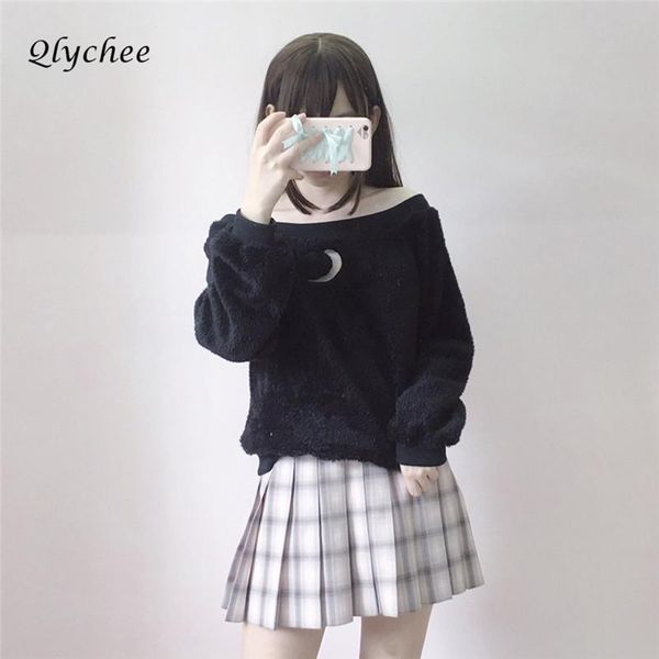 women's hoodies & sweatshirts qlychee slash neck moon hollow out women sweatshirt off shoulder autumn winter warm long sleeve cute pull, Black
women's hoodies & sweatshirts qlychee slash neck moon hollow out women sweatshirt off shoulder autumn winter warm long sleeve cute pull, Black