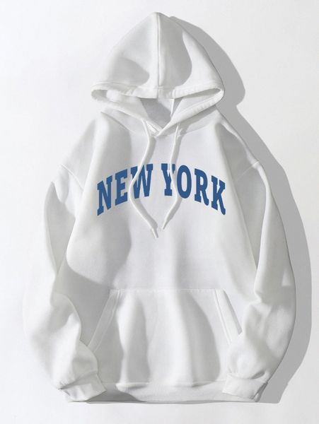 letter graphic kangaroo pocket hoodie g48o#, White;black
letter graphic kangaroo pocket hoodie g48o#, White;black