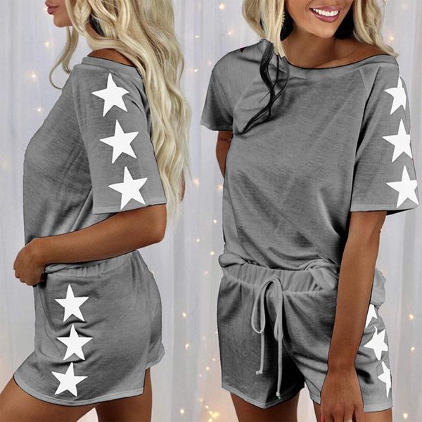 gym clothing women's casual tracksuit summer loose short two-piece home outfit fashion star printed sport suit leisure wear pajamas hom, White;black
gym clothing women's casual tracksuit summer loose short two-piece home outfit fashion star printed sport suit leisure wear pajamas hom, White;black