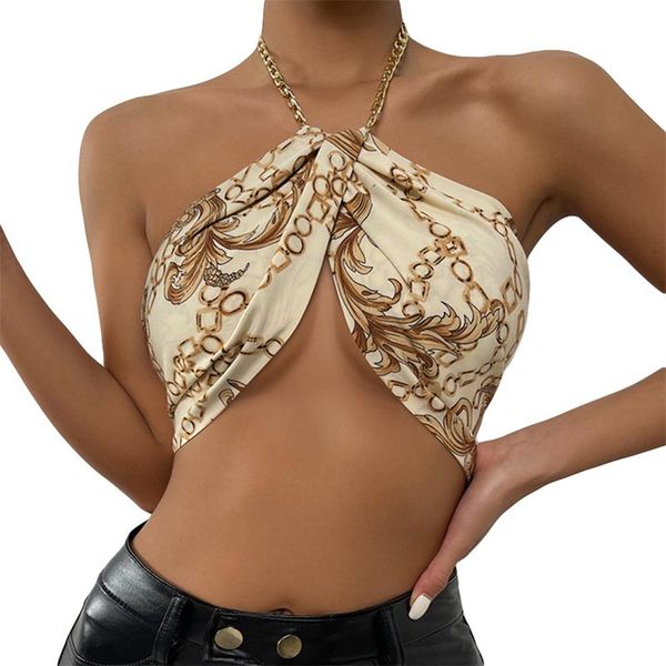 women's tanks & camis women chain halter crop , vintage printed sleeveless tie back irregular hem camisole party clothes fashion, White
women's tanks & camis women chain halter crop , vintage printed sleeveless tie back irregular hem camisole party clothes fashion, White