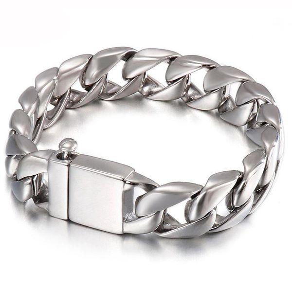 link, chain 15mm hiphop men's bracelet silver color 316l stainless steel round curb cuban link bracelets male jewelry gift for men, Black
link, chain 15mm hiphop men's bracelet silver color 316l stainless steel round curb cuban link bracelets male jewelry gift for men, Black
