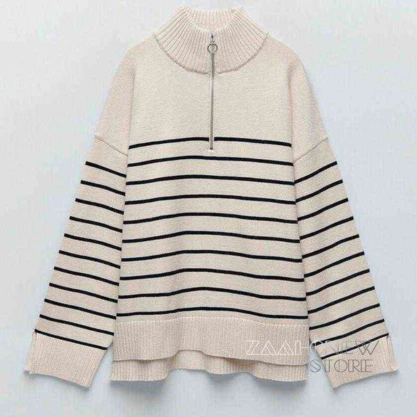 zaahonew 2021 autumn winter women turtleneck knit striped sweater casual zipper female pullovers ladies y1110, White;black
zaahonew 2021 autumn winter women turtleneck knit striped sweater casual zipper female pullovers ladies y1110, White;black