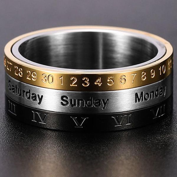 wedding rings men's roman numerals date calendar time ring for rotatable week finger gold fashion punk biker stainless steel, Slivery;golden
wedding rings men's roman numerals date calendar time ring for rotatable week finger gold fashion punk biker stainless steel, Slivery;golden