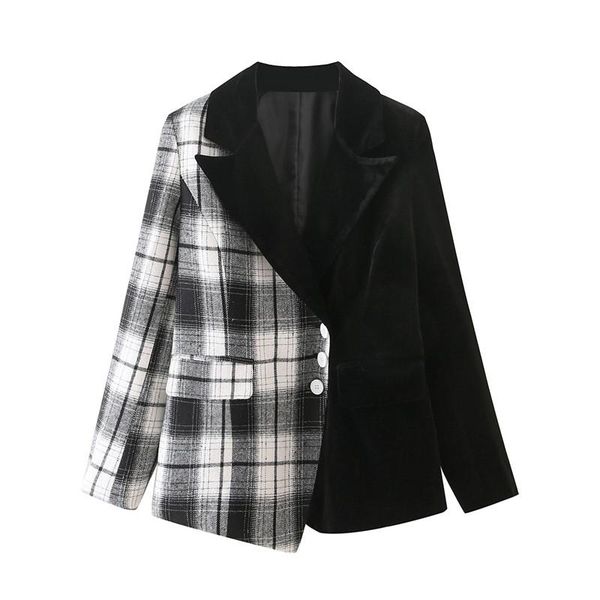 women's suits & blazers woman elegant irrgular plaid patchwork blazer 2021 autumn female slim asymmetrical bblzers suit ladies high str, White;black
women's suits & blazers woman elegant irrgular plaid patchwork blazer 2021 autumn female slim asymmetrical bblzers suit ladies high str, White;black