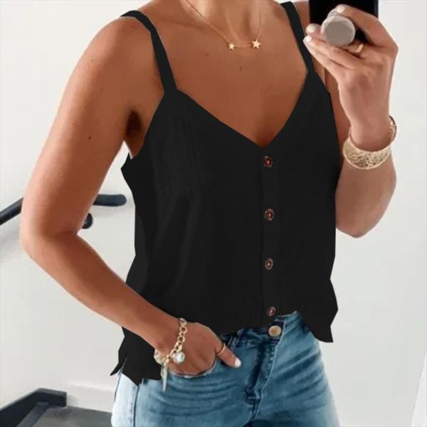 summer solid v neck womens tank button sling tee shirts clothes spaghetti strap loose simple female plus size casual, White
summer solid v neck womens tank button sling tee shirts clothes spaghetti strap loose simple female plus size casual, White