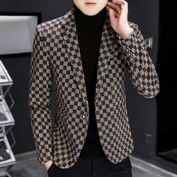 autumn winter mens suit jacket new luxury fashion personality suit fit leisure comfort classic plaid british fashion blazer coat, White;black
autumn winter mens suit jacket new luxury fashion personality suit fit leisure comfort classic plaid british fashion blazer coat, White;black