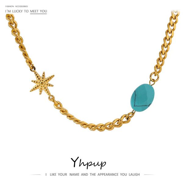 yhpup trendy natural stone north star chain necklace stainless steel for women statement metal texture collar summer chains, Silver
yhpup trendy natural stone north star chain necklace stainless steel for women statement metal texture collar summer chains, Silver