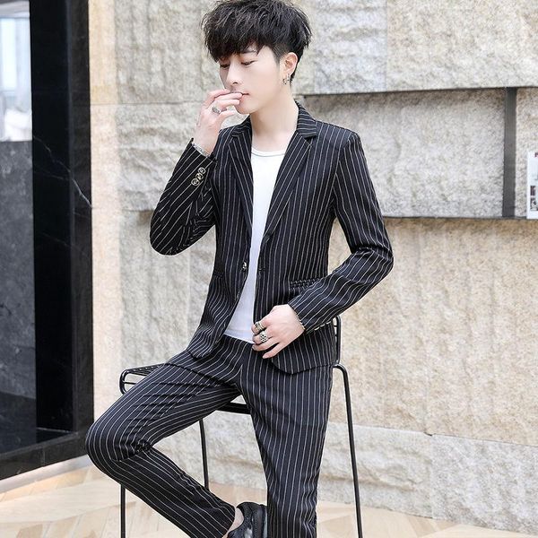 men's tracksuits 2021 men business blazers coats stripe slim fit wedding male groom tuxedos suit jacket pants 2 pcs sets w397, Gray
men's tracksuits 2021 men business blazers coats stripe slim fit wedding male groom tuxedos suit jacket pants 2 pcs sets w397, Gray