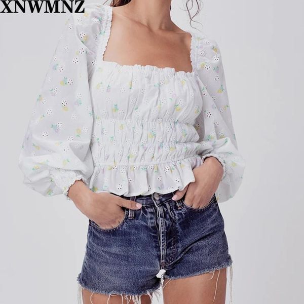 women's blouses & shirts xnwmnz romantic floral print eyelet blouse featuring a smocked bodice and puff sleeves for love side seam invi, White
women's blouses & shirts xnwmnz romantic floral print eyelet blouse featuring a smocked bodice and puff sleeves for love side seam invi, White