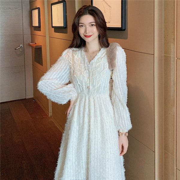casual dresses coigarsam office lady full sleeve women dress spring korea style lace high waist add wool upset 1320, Black;gray
casual dresses coigarsam office lady full sleeve women dress spring korea style lace high waist add wool upset 1320, Black;gray
