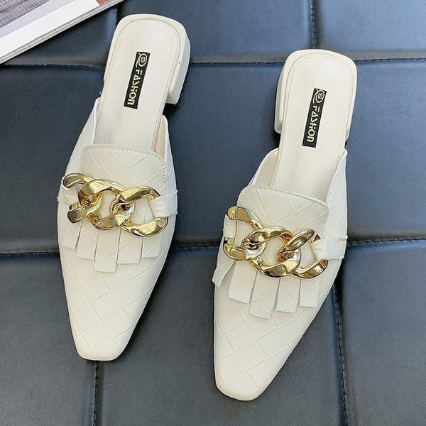 slippers women's summer style flat fashion beach shoes women pointed metal chain, Black
slippers women's summer style flat fashion beach shoes women pointed metal chain, Black