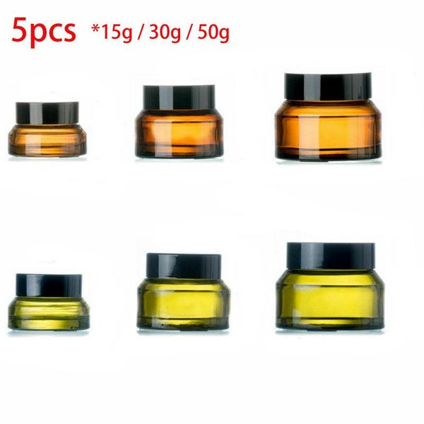 5pcs 15g-50g empty refillable amber glass bottles face cream lotion eye shadow nail make up powder storage sample container jar & jars
5pcs 15g-50g empty refillable amber glass bottles face cream lotion eye shadow nail make up powder storage sample container jar & jars