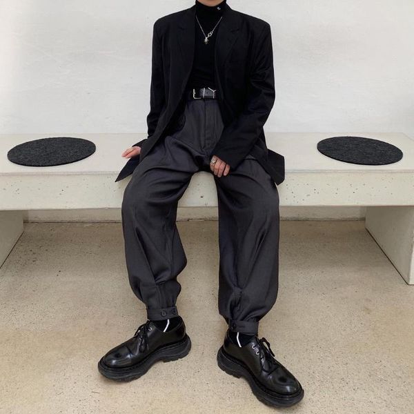 men korea japan style streetwear casual bundle hem pants male loose vintage fashion suit long harem trousers full length men's, Black
men korea japan style streetwear casual bundle hem pants male loose vintage fashion suit long harem trousers full length men's, Black