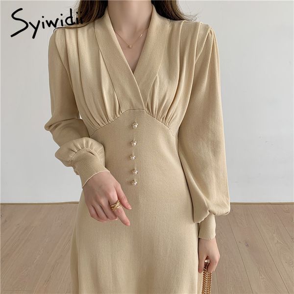 syiwidii knitting midi dresses women club sheath solid draped mid-calf black beige puff sleeve empire v-neck spring 210417, Black;gray
syiwidii knitting midi dresses women club sheath solid draped mid-calf black beige puff sleeve empire v-neck spring 210417, Black;gray