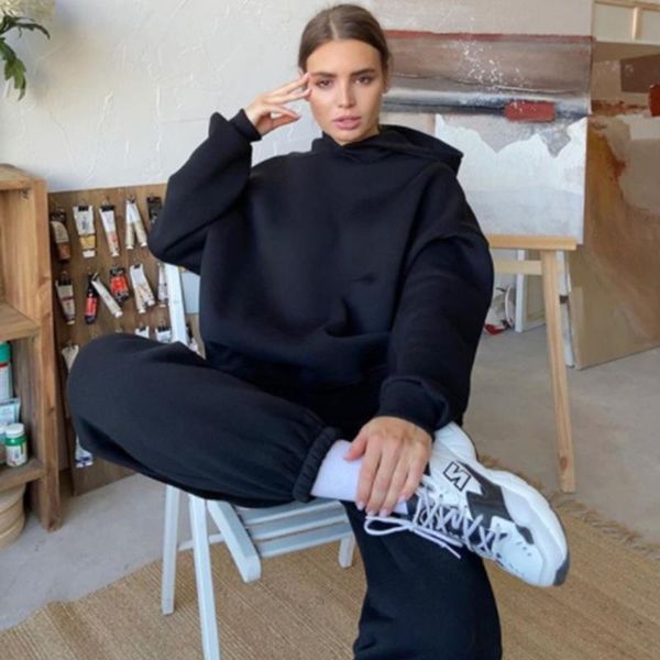 women's two piece pants tracksuit autumn plus fleece sweatshirts set casual oversized solid female sports hoodie suit long pant sets, White
women's two piece pants tracksuit autumn plus fleece sweatshirts set casual oversized solid female sports hoodie suit long pant sets, White