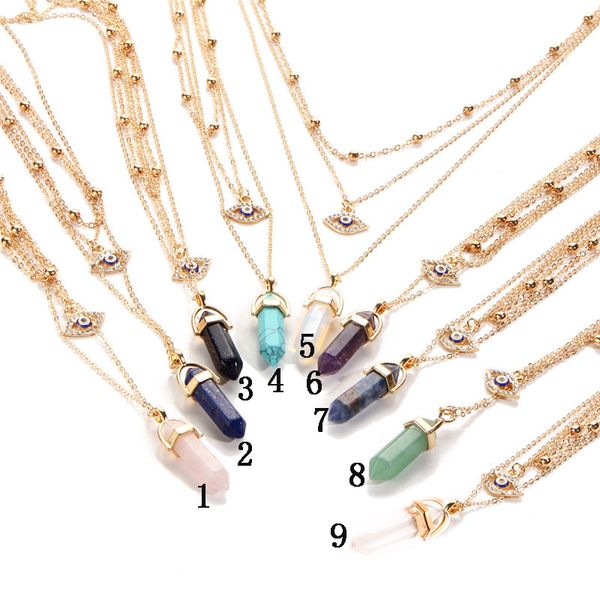 blue evil eye stone necklaces women natural crystal quartz chakra bullet hexagonal prism point healing pendant beads necklace fashion multi, Silver
blue evil eye stone necklaces women natural crystal quartz chakra bullet hexagonal prism point healing pendant beads necklace fashion multi, Silver