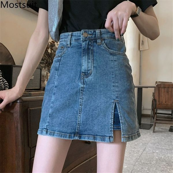 summer high waist splitting shorts skirt women blue vintage fashion a-line mini femme 210514, Black
summer high waist splitting shorts skirt women blue vintage fashion a-line mini femme 210514, Black