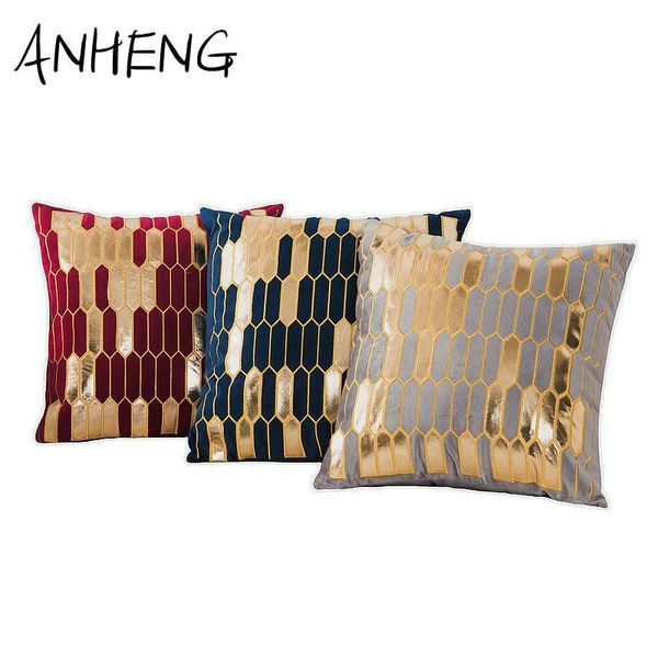 cushion/decorative pillow luxurious golden bronzing thick velvet pillowcase cushion cover gold geometric throw decor home decorative funda c