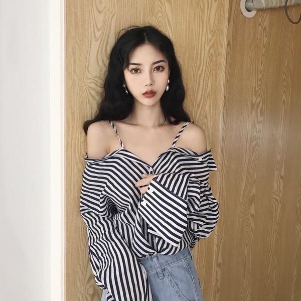 korean club slash neck spaghetti strap off shoulder striped plus size blouse clothing for women fashion long sleeve shirts women's blou, White
korean club slash neck spaghetti strap off shoulder striped plus size blouse clothing for women fashion long sleeve shirts women's blou, White