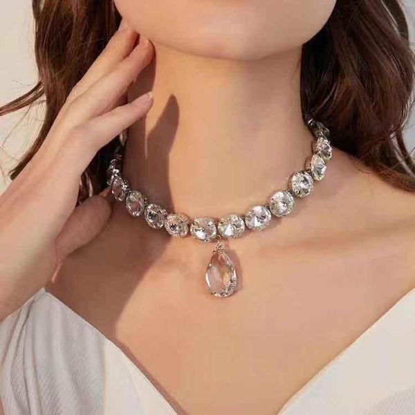 pendant necklaces vintage glass drop necklace women's luxury crystal wedding jewelry large rhinestone wholesale, Silver
pendant necklaces vintage glass drop necklace women's luxury crystal wedding jewelry large rhinestone wholesale, Silver