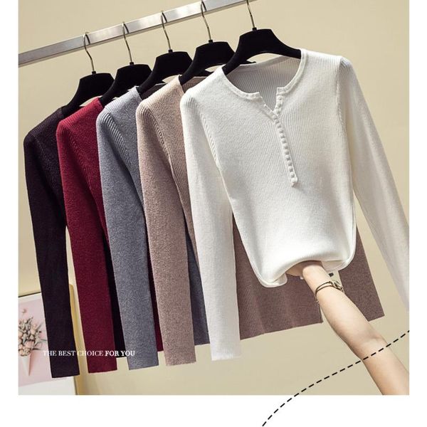 women's sweaters single-breasted long-sleeved sweater bottoming shirt solid color thin top, White;black
women's sweaters single-breasted long-sleeved sweater bottoming shirt solid color thin top, White;black