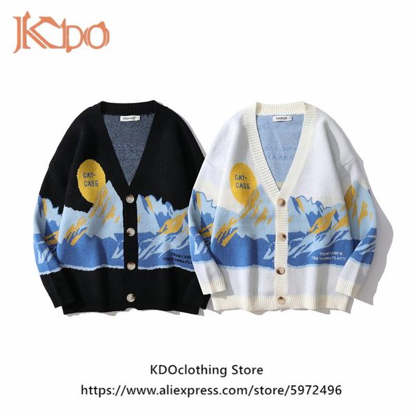 men's sweaters long sleeve sweater spring and autumn cardigan male mountain pattern couple clothing trend single breasted l xl, White;black