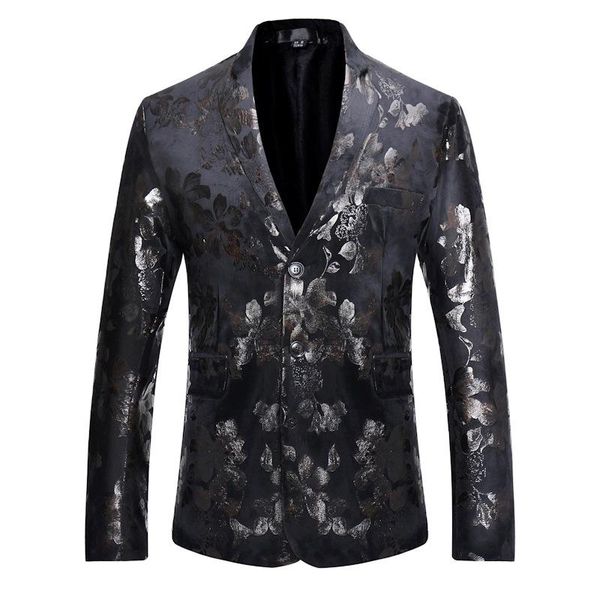 men's suits & blazers floral bronzing nightclub blazer men luxury slim fit single breasted jacket mens business party wedding dress, White;black
men's suits & blazers floral bronzing nightclub blazer men luxury slim fit single breasted jacket mens business party wedding dress, White;black
