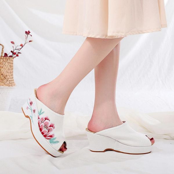 slippers yourseason 7cm platform ladies cotton embroidered peep toe shoes summer wedge slides vintage comfort women, Black
slippers yourseason 7cm platform ladies cotton embroidered peep toe shoes summer wedge slides vintage comfort women, Black