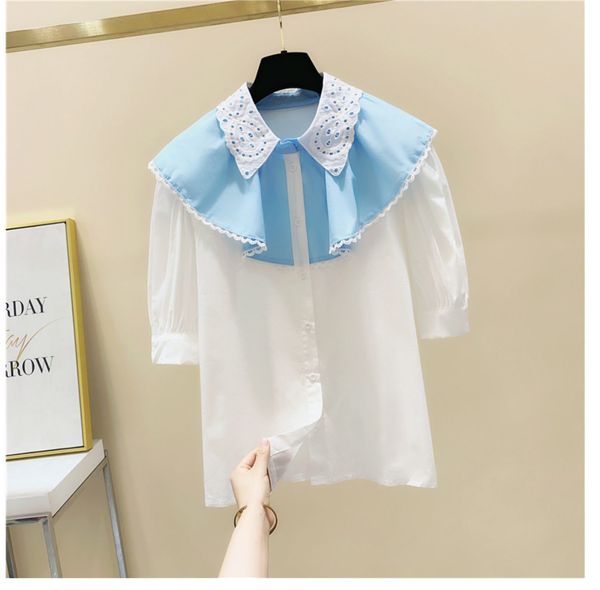 summer new korean style panelled peter pan collar lace patchwork puff sleeve short shirt women blouses 210421, White
summer new korean style panelled peter pan collar lace patchwork puff sleeve short shirt women blouses 210421, White
